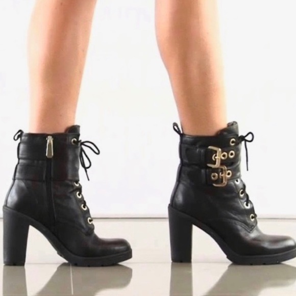 Guess Shoes - Guess Black Finley Biker Heeled Boots